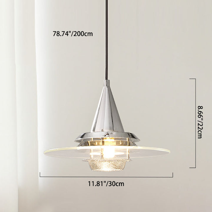 Lámpara colgante de vidrio de hierro cónico escandinavo contemporáneo de 1 luz para dormitorio 