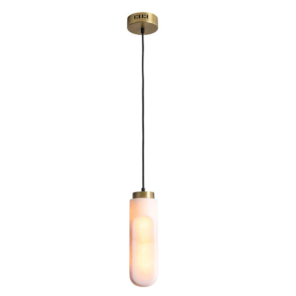 Suspension LED en cylindre de métal marbre à bandes pour chevet, modernité et simplicité 