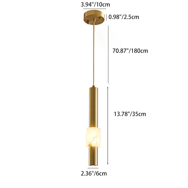 Lustre LED contemporain de luxe en cuivre à bande longue avec abat-jour en marbre pour salon 