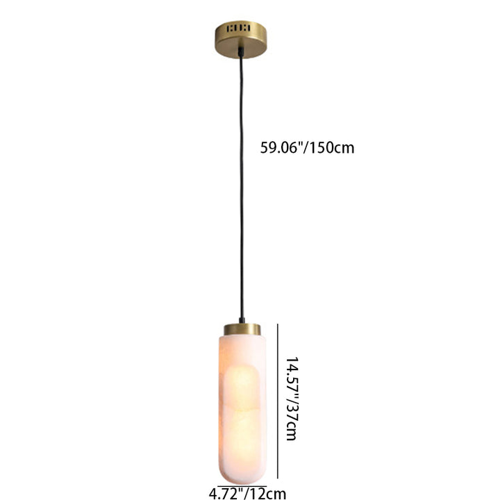 Suspension LED en cylindre de métal marbre à bandes pour chevet, modernité et simplicité 