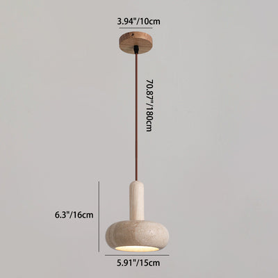 Traditional Vintage Round Mantle Cylinder Marble LED Pendant Light For Living Room
