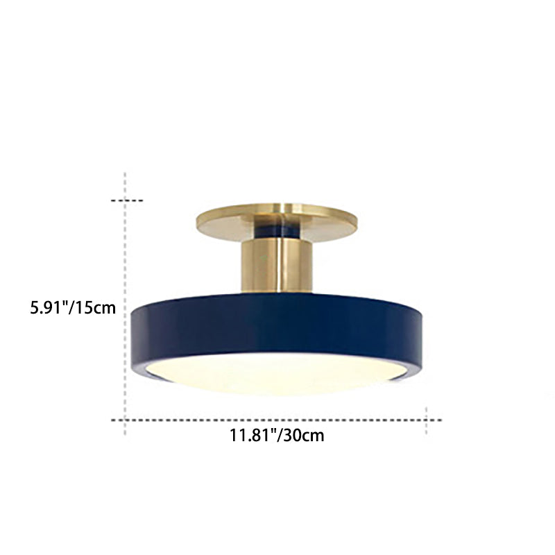 Plafonnier LED semi-encastré rond en métal acrylique scandinave contemporain pour couloir 