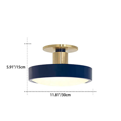 Contemporary Scandinavian Metal Acrylic Round LED Semi-Flush Mount Ceiling Light For Hallway