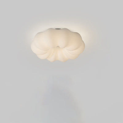 Modern Simplicity Pumpkin PE Shade Hardware LED Flush Mount Ceiling Light For Bedroom
