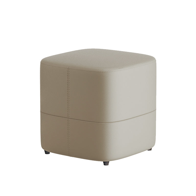 Moderner minimalistischer quadratischer Hocker aus Mikrofaserleder und Massivholz, rücken- und armlehnenlos, für das Wohnzimmer 