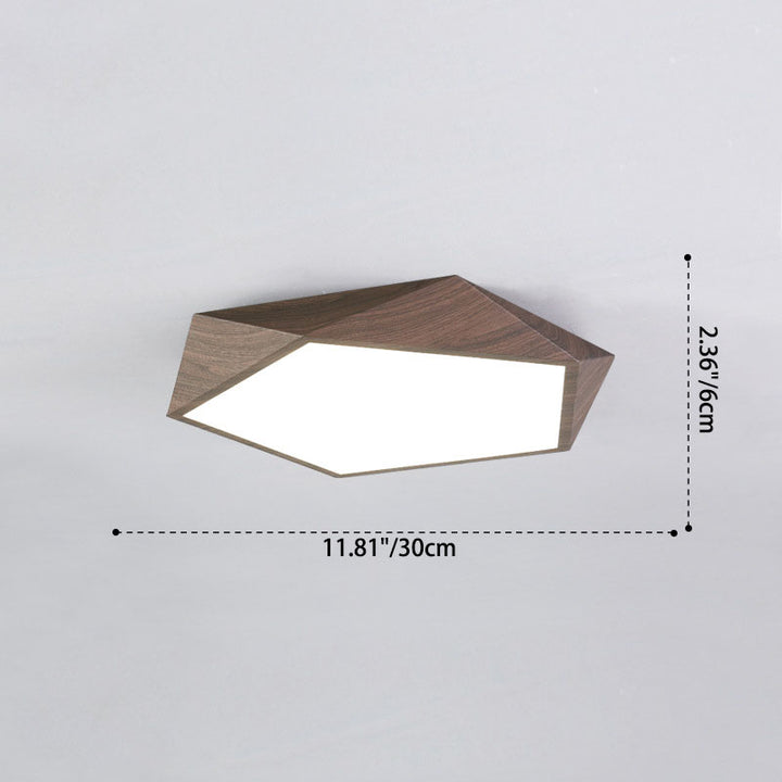 Plafonnier LED en fer pentagonal irrégulier nordique contemporain en PVC pour chambre à coucher 