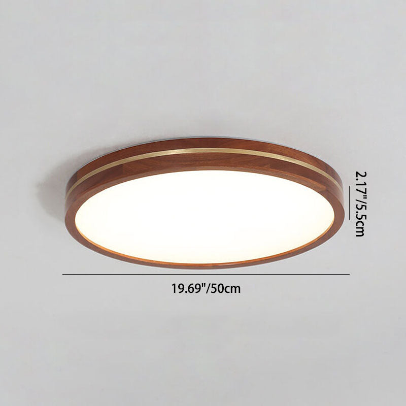 Moderne schlanke LED-Deckenleuchte in Walnussfarbe aus Holz 