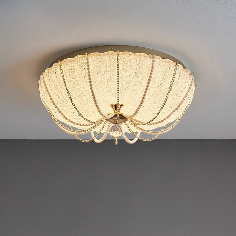 Moderne Art Deco Kürbis Halb Runde Eisen Kristall LED Unterputz Deckenleuchte Für Schlafzimmer 