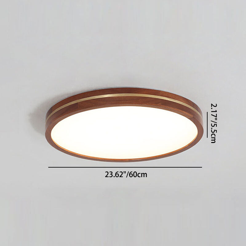Moderne schlanke LED-Deckenleuchte in Walnussfarbe aus Holz 