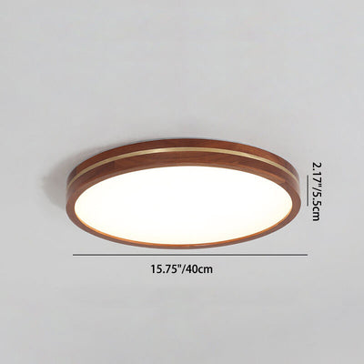 Moderne schlanke LED-Deckenleuchte in Walnussfarbe aus Holz 