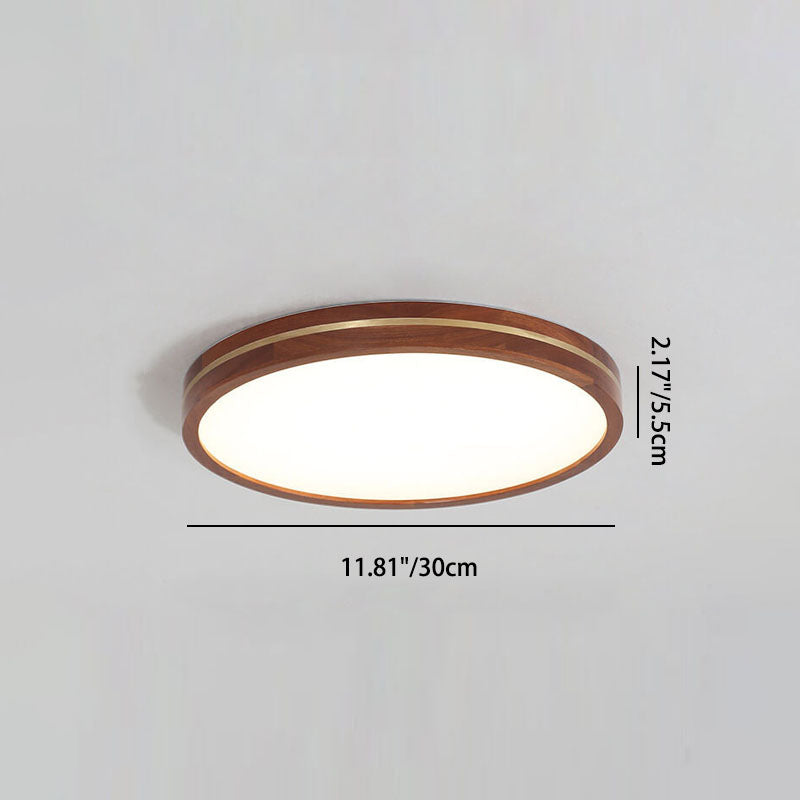Moderne schlanke LED-Deckenleuchte in Walnussfarbe aus Holz 