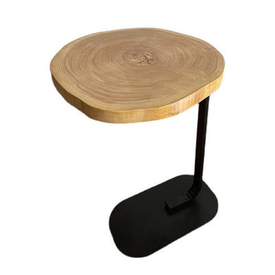 Traditioneller japanischer runder Jahresring-Holz-Eisentisch für das Wohnzimmer 