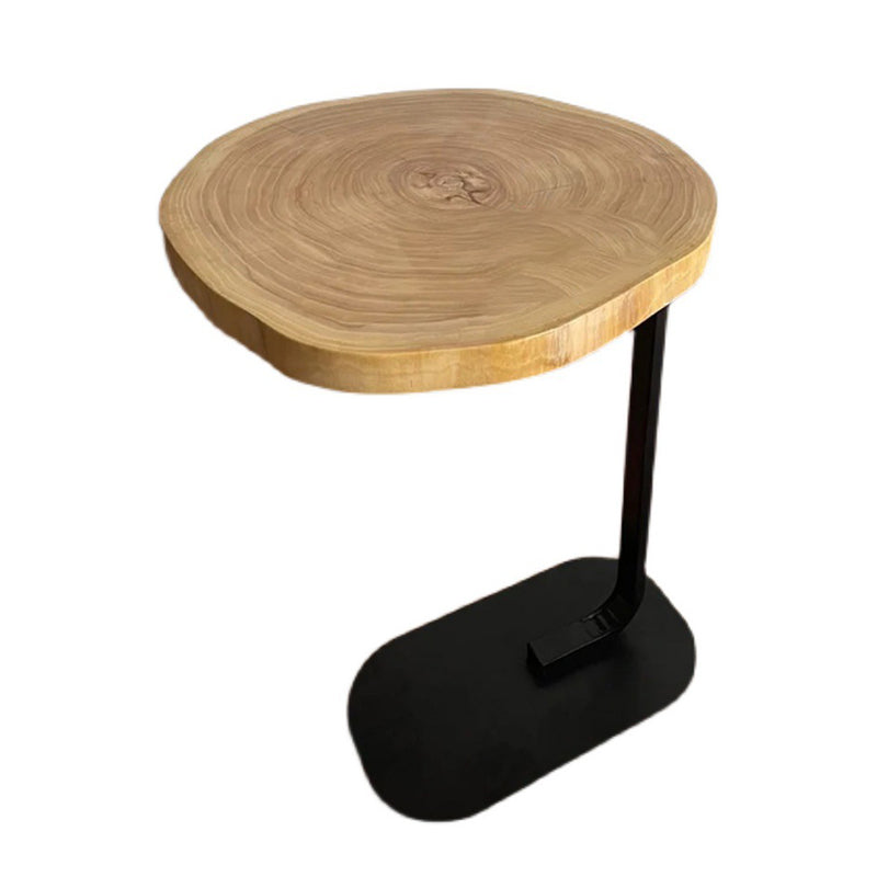 Traditioneller japanischer runder Jahresring-Holz-Eisentisch für das Wohnzimmer 