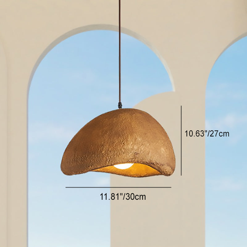 Lámpara colgante de 1 luz con textura de piedra de simulación de resina japonesa tradicional para sala de estar 