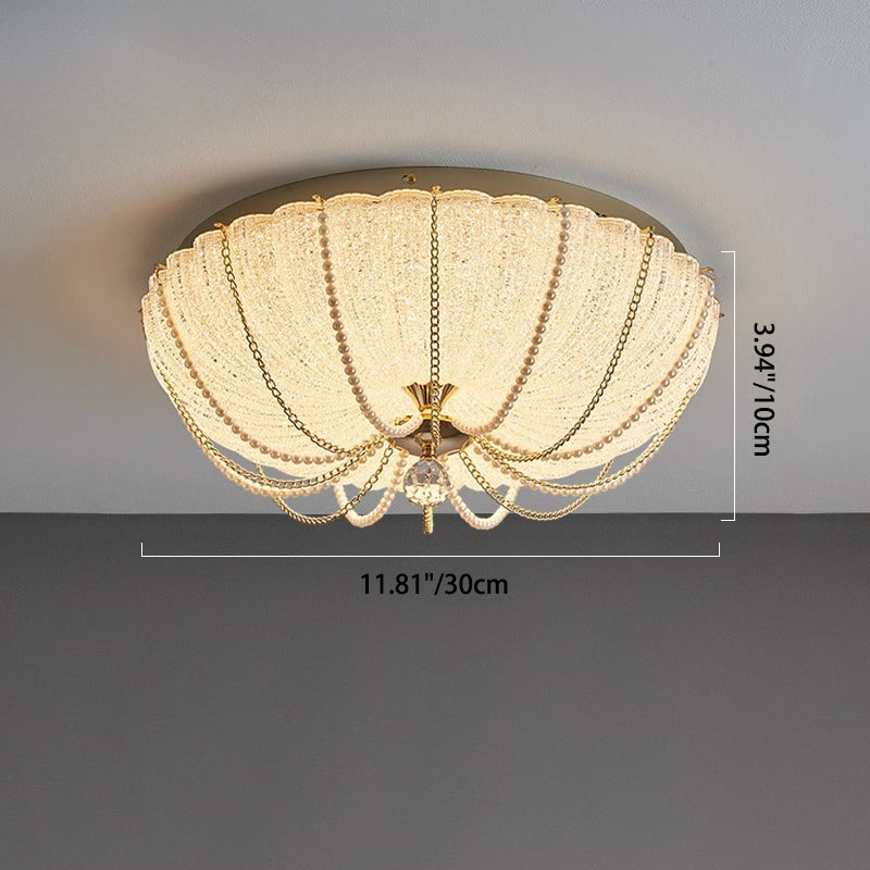 Moderne Art Deco Kürbis Halb Runde Eisen Kristall LED Unterputz Deckenleuchte Für Schlafzimmer 