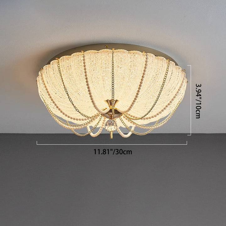 Moderne Art Deco Kürbis Halb Runde Eisen Kristall LED Unterputz Deckenleuchte Für Schlafzimmer 