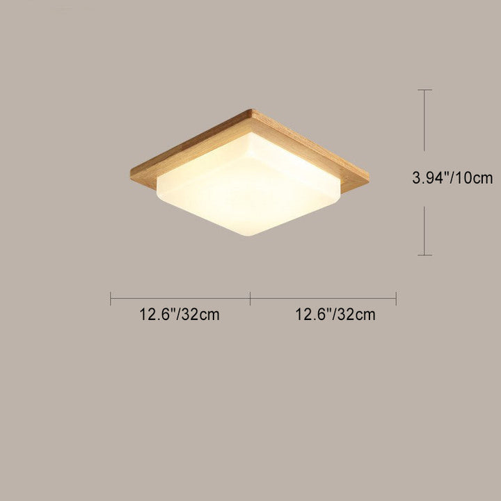 Contemporary Nordic Rubberwood Acrylic Plum Shape LED Flush Mount Ceiling Light For Living Room