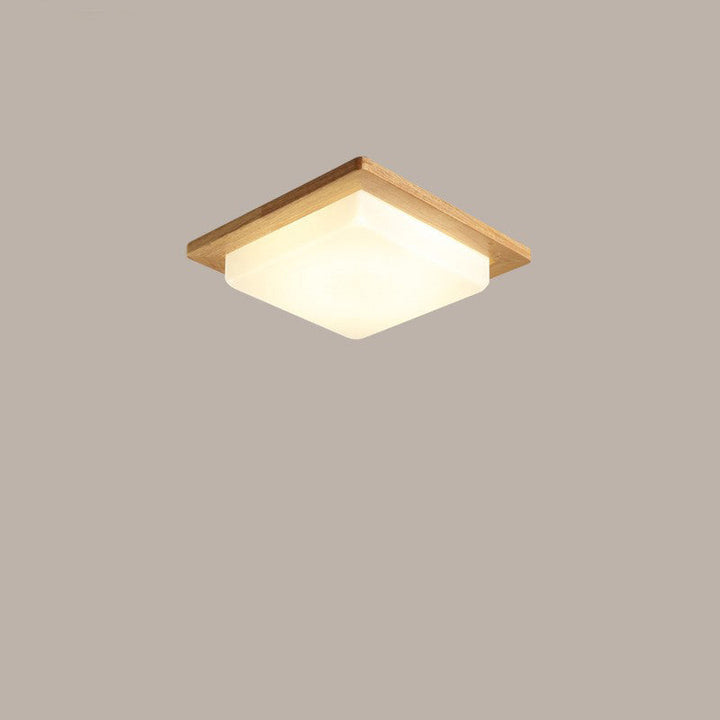 Contemporary Nordic Rubberwood Acrylic Plum Shape LED Flush Mount Ceiling Light For Living Room