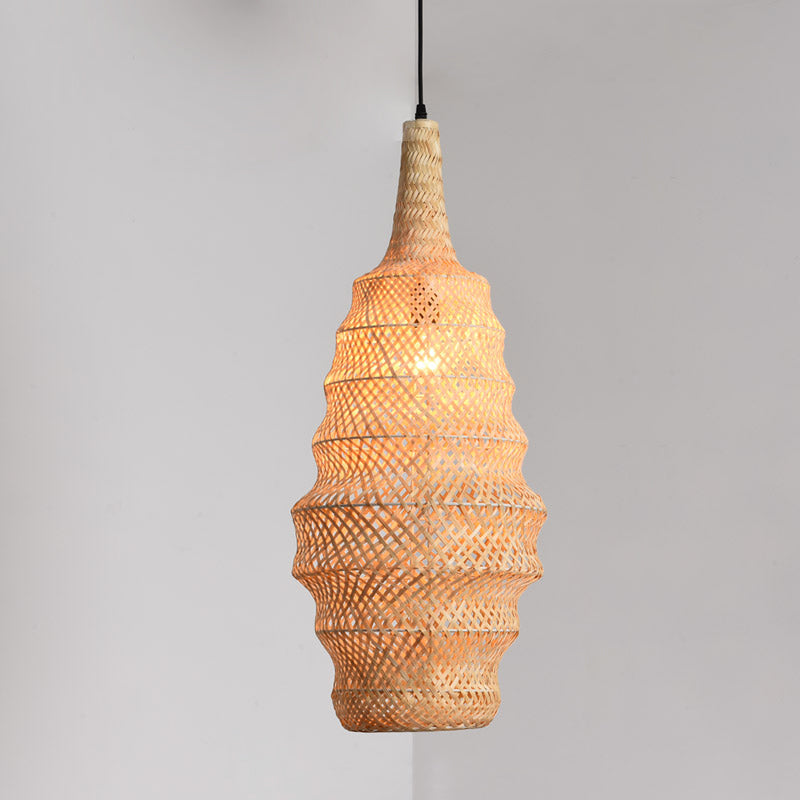 Traditionelle chinesische Muschelform Hardware Bambus 1-Licht Pendelleuchte für Wohnzimmer 