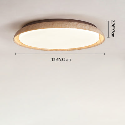 Luz de techo empotrada LED de acrílico de madera maciza travertino estilo disco redondo japonés tradicional para dormitorio 