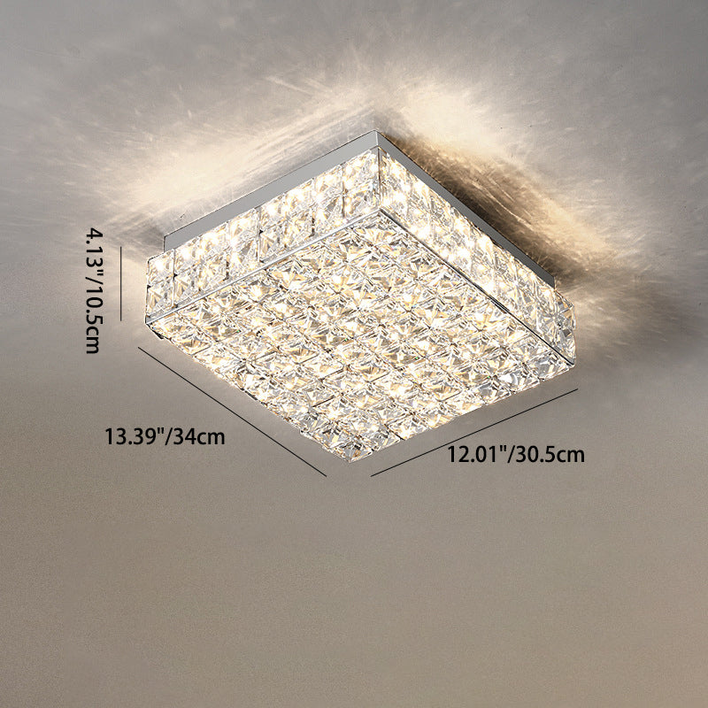 Moderne Luxus Edelstahl Kristall Quadrat Rechteckigen Würfel LED Unterputz Deckenleuchte Für Wohnzimmer 