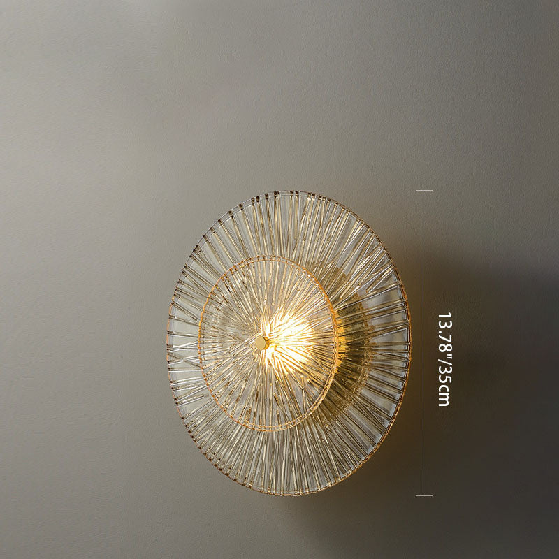 Lámpara de Aplique de Pared LED de Vidrio Redondo Minimalista Moderna de Cobre para Sala de Estar 