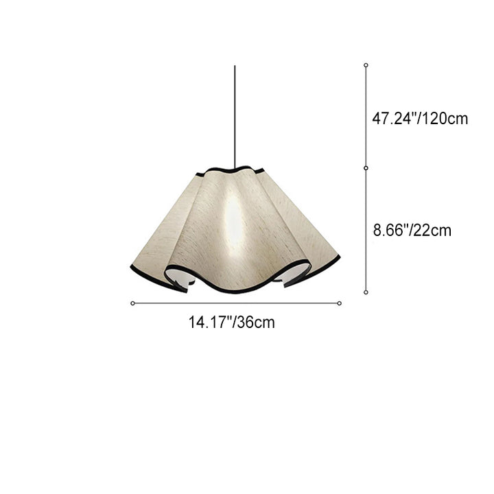 Traditional Japanese Metal Fabric Irregular Wave 1-Light Pendant Light For Dining Room