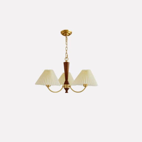 Zeitgenössischer nordischer Retro-Kronleuchter aus Vollkupfer mit Falten, 3/5-Licht für das Wohnzimmer 