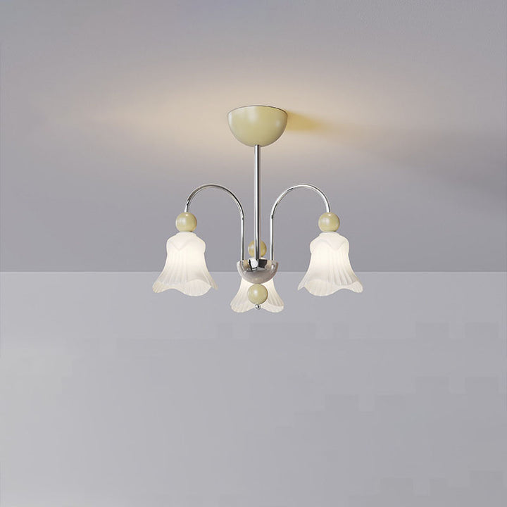 Moderne nordische Eisen-Glas-Blumenförmige Kugel 3/8-Licht-Kronleuchter für Wohnzimmer 