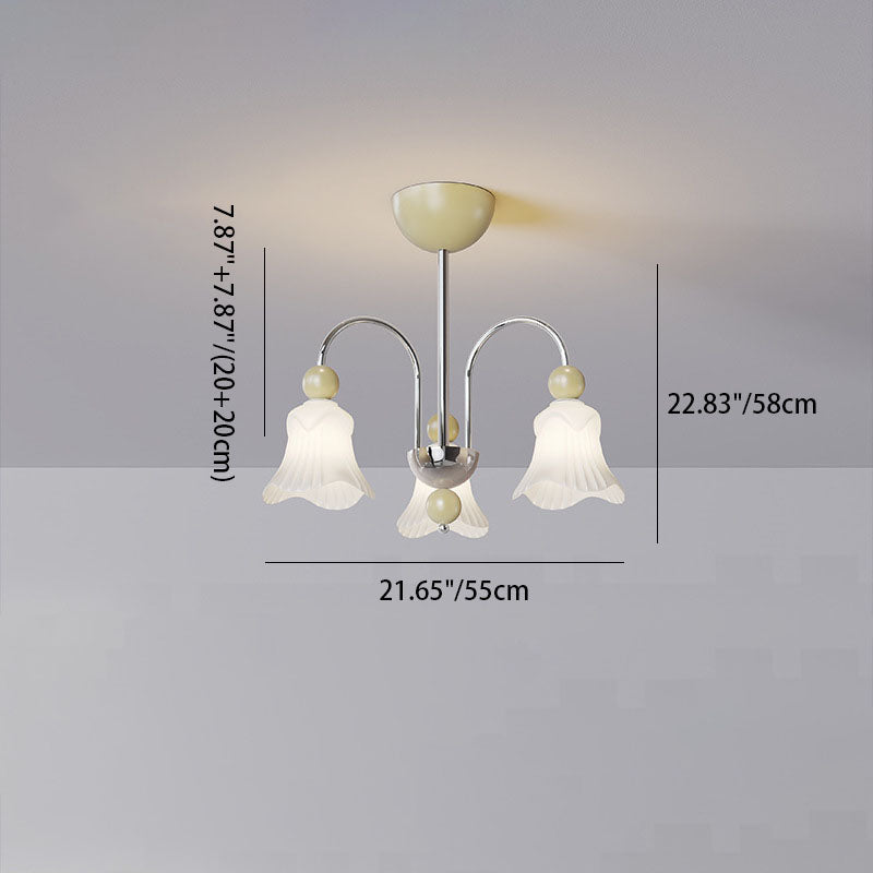 Moderne nordische Eisen-Glas-Blumenförmige Kugel 3/8-Licht-Kronleuchter für Wohnzimmer 