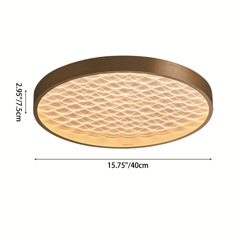 Lumière de plafond affleurante LED en aluminium acrylique ondulé rond contemporain pour chambre 