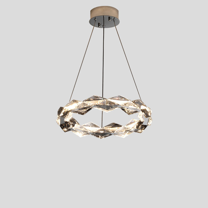 Moderner minimalistischer runder LED-Kronleuchter aus Kristalleisen für Wohnzimmer 