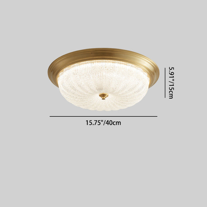 Luz de techo LED empotrada de cobre con cristal redondo nórdico contemporáneo para dormitorio 