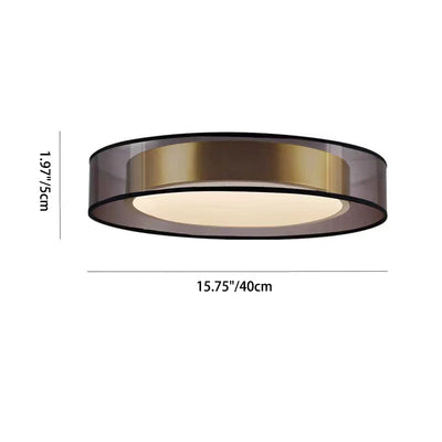 Zeitgenössische nordische Eisen-Messing-Acryl-runde LED-Unterputz-Deckenleuchte für Wohnzimmer 