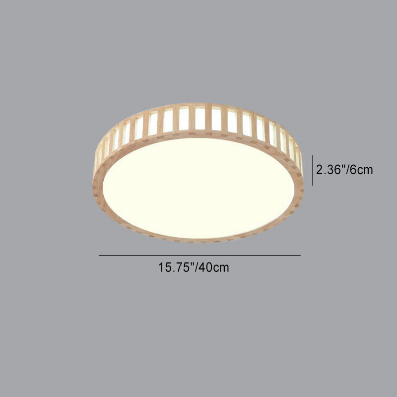 Moderne unbedeutende runde hölzerne Acryl-LED-Unterputz-Deckenleuchte für Schlafzimmer 