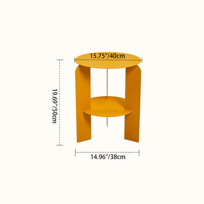 Mesa de café de hierro redonda minimalista moderna con 1 estante para sala de estar 