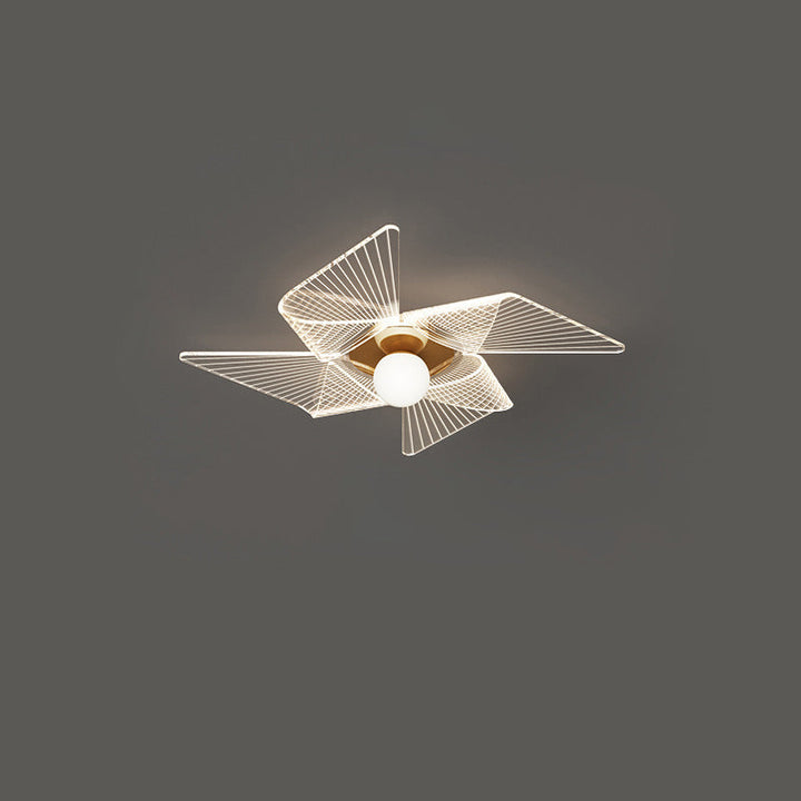 Modern Art Deco Pinwheel Shape Acrylic Iron LED Flush Mount Ceiling Light For Living Room