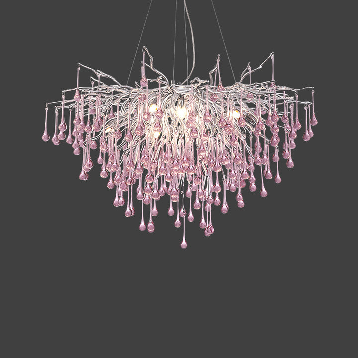 Moderne Luxus Kristall Glas Aluminium Zweig Wasser Tropfen 6/8/10/14 Kronleuchter Für Esszimmer 