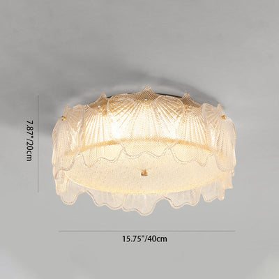 Luz de techo empotrada LED de vidrio con hardware de hoja redonda minimalista moderna de crema para sala de estar 