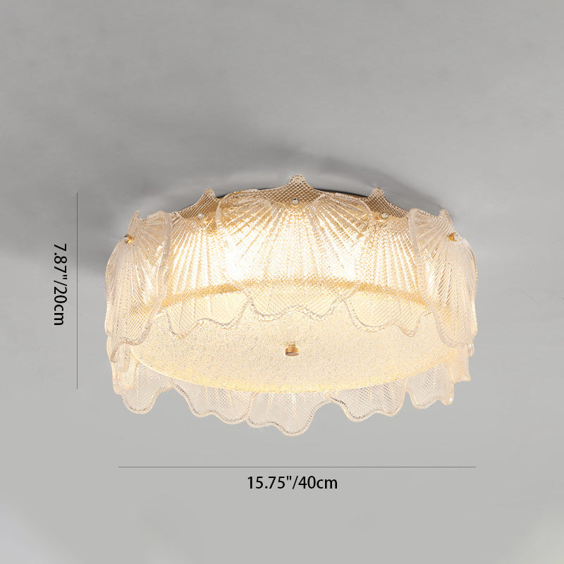 Luz de techo empotrada LED de vidrio con hardware de hoja redonda minimalista moderna de crema para sala de estar 