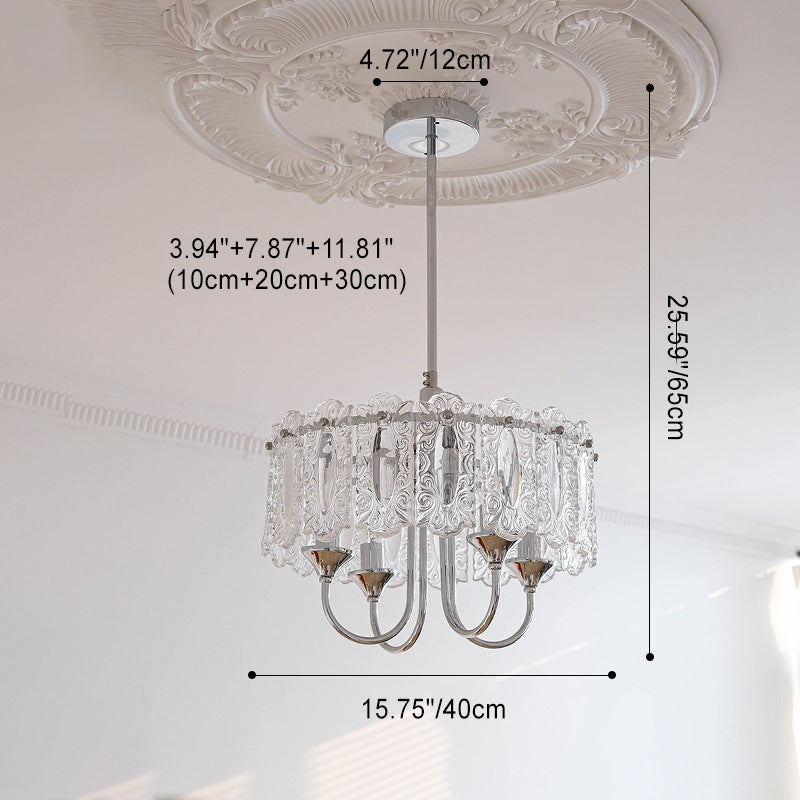 Porte-bougie rond en verre et fer traditionnel français 4/5/6 Lumières Lustres pour chambre 