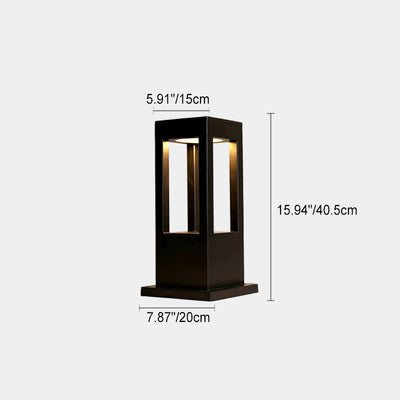 Modern Minimalist Outdoor Square Hollow Out Geometric Column LED Lawn Landscape Light For Outdoor Patio