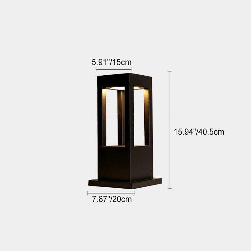 Luz de paisaje de césped LED de columna geométrica cuadrada hueca minimalista moderna para patio exterior 