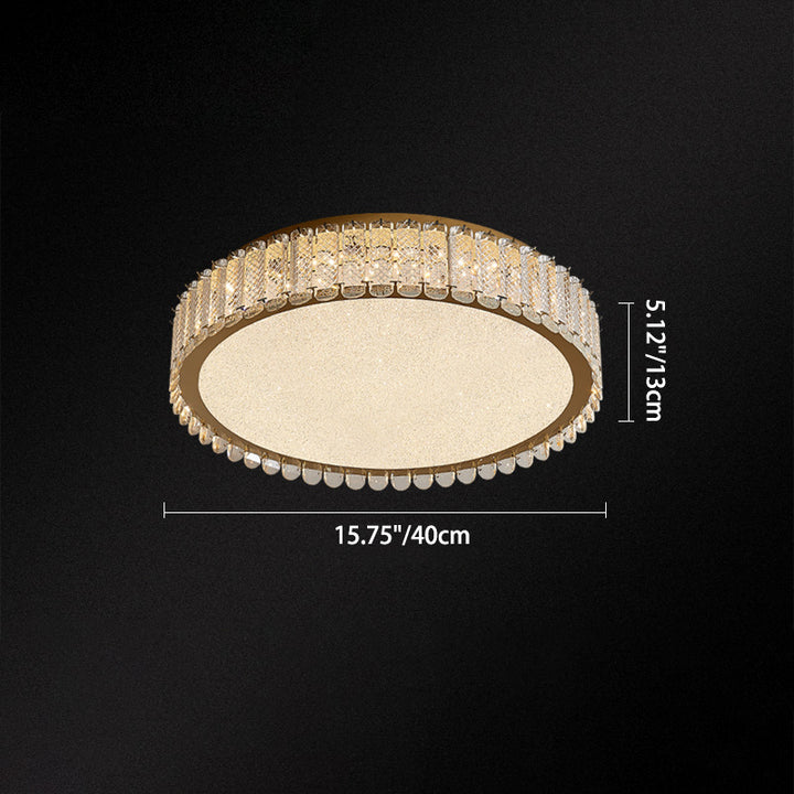 Plafonnier LED rond en cristal en acier inoxydable de luxe contemporain pour chambre 