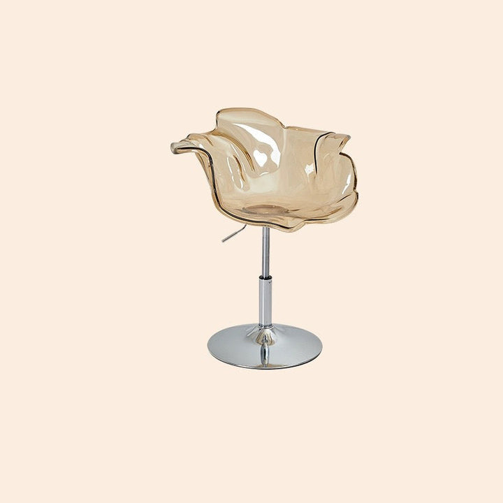 Chaise de salle à manger contemporaine créative en forme de pétale en PC, relevable, avec dossier et accoudoirs, pour salle à manger 