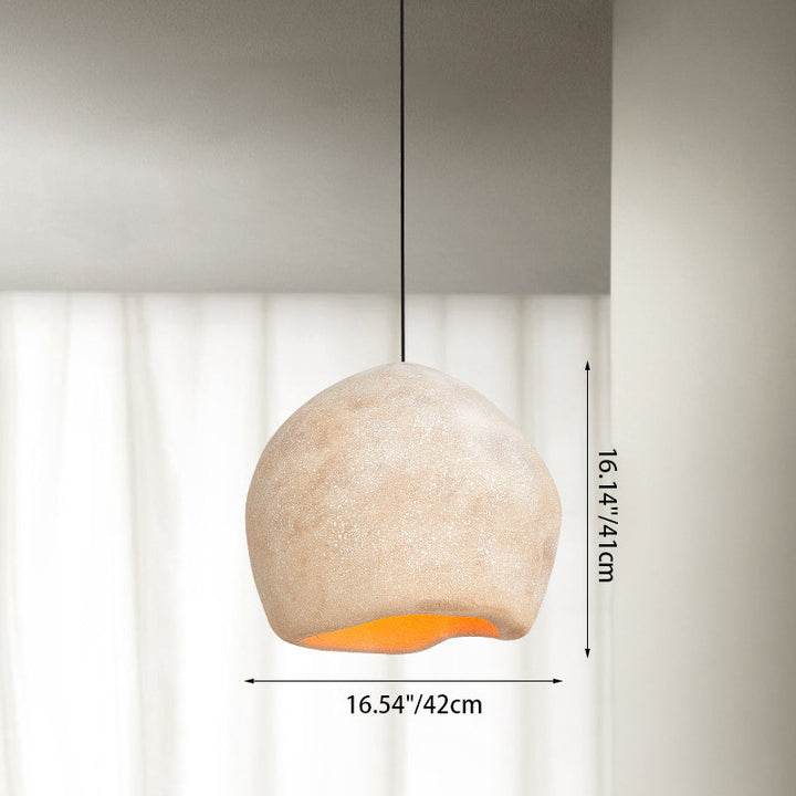 Lámpara colgante de 1 luz de imitación de piedra irregular japonesa tradicional para sala de estar 