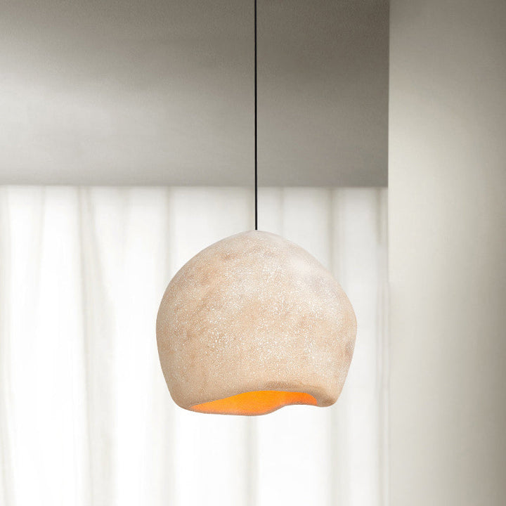 Lámpara colgante de 1 luz de imitación de piedra irregular japonesa tradicional para sala de estar 