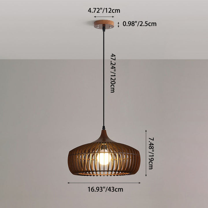 Lanterne ronde vintage traditionnelle en bois 1 lumière pour salon 