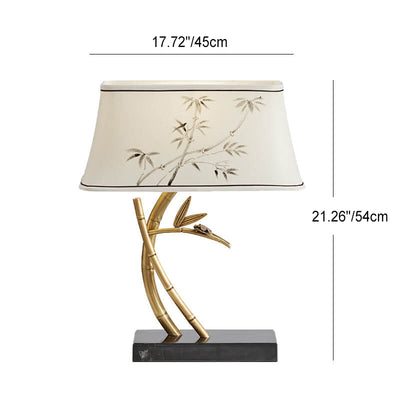 Modern Chinese Fabric Bamboo Leaf Decoration 1- Light Table Lamp