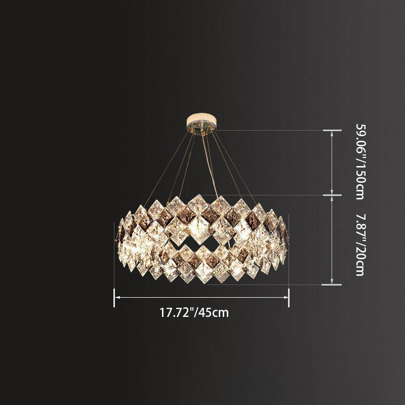 Lustre contemporain en cristal de luxe avec matériel plaqué en cercle de diamant 5/6/7/8/10/14 lumières pour salon 